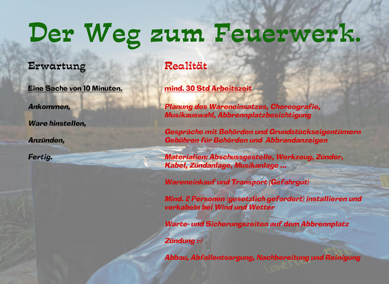 der Weg zum Feuerwerk